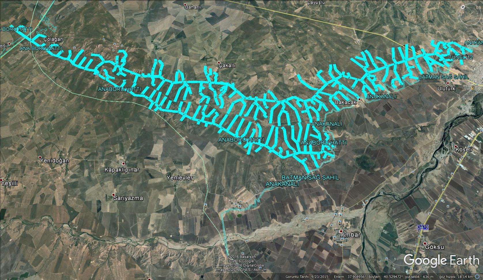 Diyarbakır Kuruçay Barajı Sulaması projesi kapsamında sulama altyapısı ve saha çalışmalarının genel görünümü